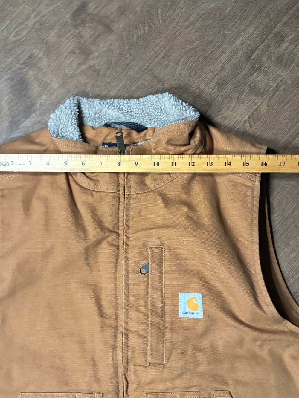Carhartt Washed Duck Mock Neck Vest Sherpa Lined Brown Model OV4277-M Size Large - Picture 5 of 16